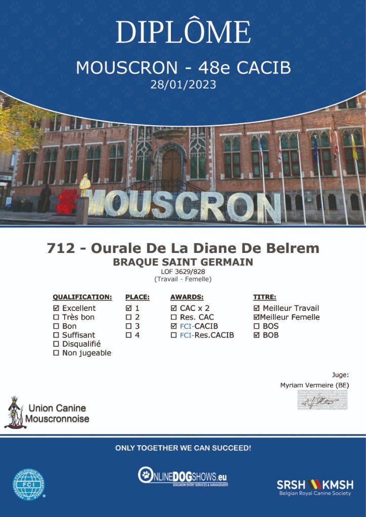 De la diane de belrem - Carton plein pour Ourale à l'expo de Mouscon en Belgique !